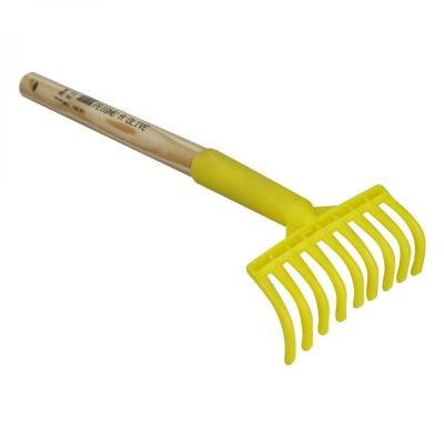 Peigne, râteau à olives 9 dents avec manche en bois 40 cm - Jaune - Linxor