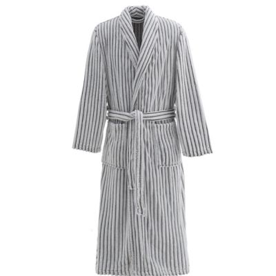Peignoir polaire homme femme côtelé extra doux Blanc/Anthracite M KASH