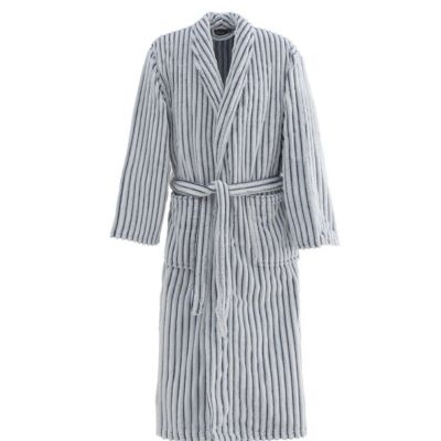 Peignoir polaire homme femme côtelé extra doux Blanc/Denim S KASH