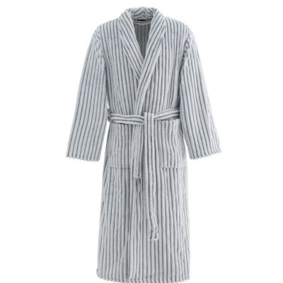 Peignoir polaire homme femme côtelé extra doux Blanc/Lichen L KASH