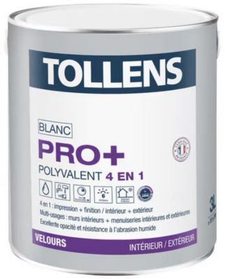 Peinture 4 en 1 Tollens pro+ blanche velours 3L
