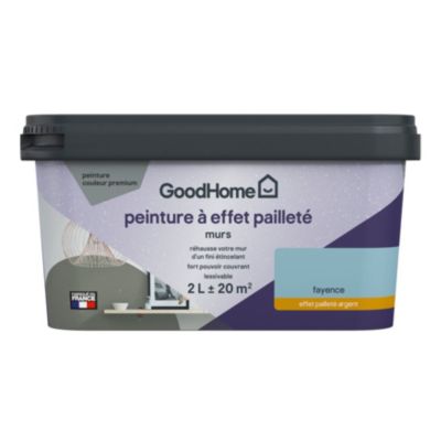 Peinture à effet pailleté GoodHome bleu Fayence 2L