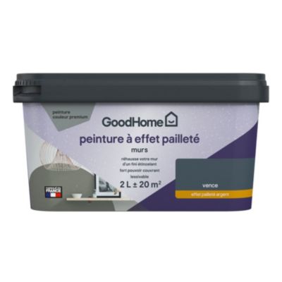 Peinture à effet pailleté GoodHome gris Vence 2L