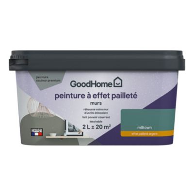 Peinture à effet pailleté GoodHome vert Milltown 2L