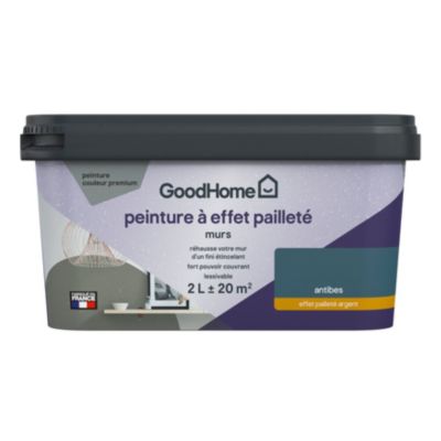 Peinture à effet pailletté GoodHome bleu antibes satin 2L