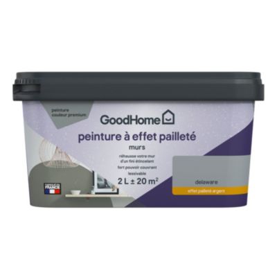 Peinture à effet pailletté GoodHome gris delaware satin 2L