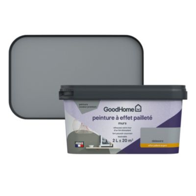 Peinture à effet pailletté GoodHome gris delaware satin 2L