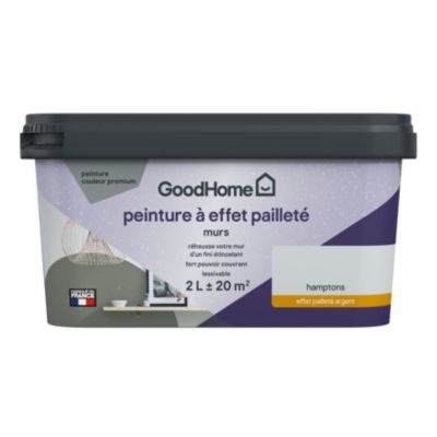 Peinture à effet pailletté GoodHome gris hamptons satin 2L