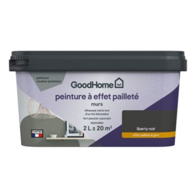 Peinture à effet pailletté GoodHome noir liberty satin 2L