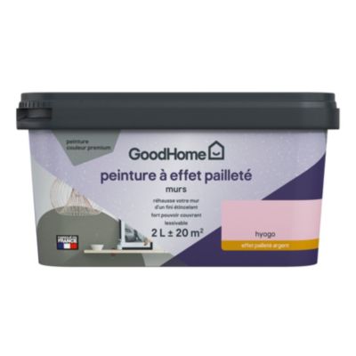 Peinture à effet pailletté GoodHome rose hyogo satin 2L