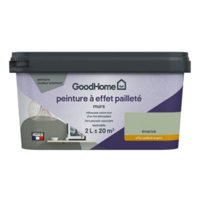 Peinture à effet pailletté GoodHome vert limerick satin 2L