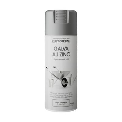 Peinture aérosol galva au zinc RustOleum gris mat 400ml Castorama