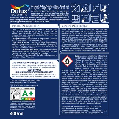 Peinture aérosol Color Touch multi supports Dulux Valentine brillant vert basque 400ml