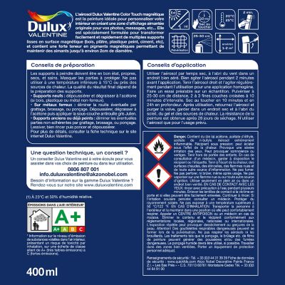 Peinture aérosol Color Touch multi supports Dulux Valentine effet magnétique 400ml
