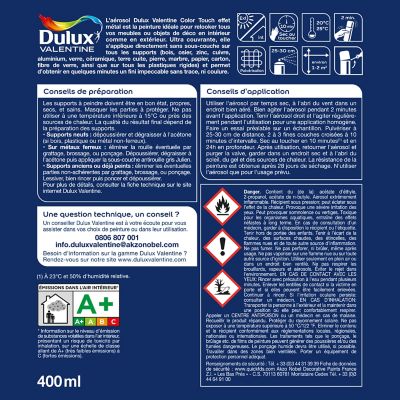 Peinture aérosol Color Touch multi supports Dulux Valentine effet métal cuivre 400ml