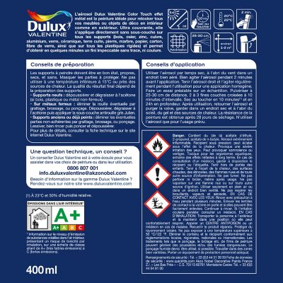 Peinture aérosol Color Touch multi supports Dulux Valentine effet métal or 400ml