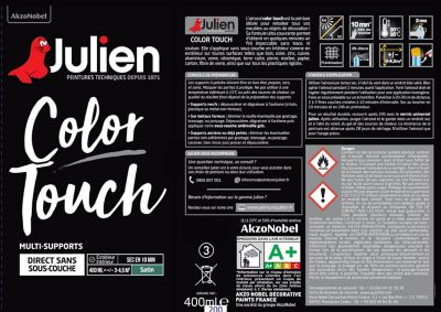 Peinture aérosol Color Touch multi supports Julien satin blanc neige RAL 9010 400ml