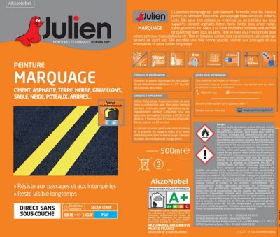 Peinture aérosol de marquage multi supports Julien fluo jaune 500ml