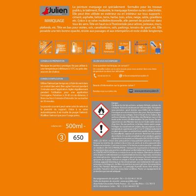 Peinture aérosol de marquage multi supports Julien mat noir 500ml