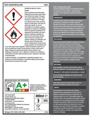 Peinture aérosol effet métallisé Rust-Oleum or 400ml