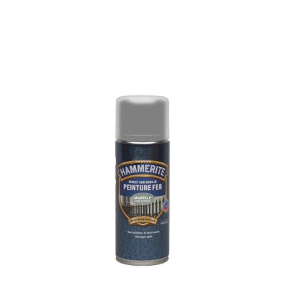 Peinture aérosol extérieure métal direct sur rouille Hammerite martelé gris argent 400ml