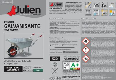 Peinture aérosol galva anti rouille Julien incolore satin 400ml
