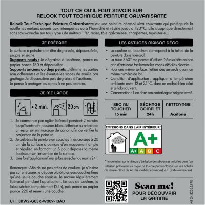 Peinture aérosol galva Relook tout Maison Deco gris métalissé 400ml