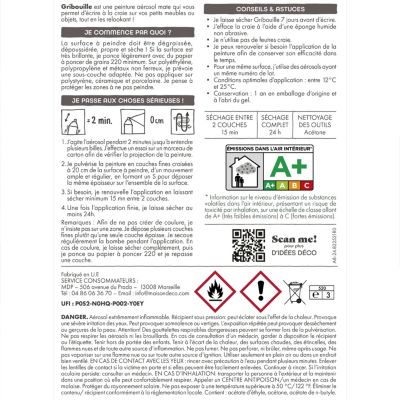 Peinture aérosol gribouille Maison Déco noir tableau 400ml