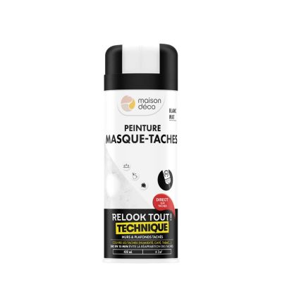 Peinture aérosol masque-taches Relook tout technique Maison Déco blanc mat 400ml