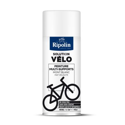 Peinture aérosol multi-supports solution vélo Ripolin mont blanc mat velouté 400ml