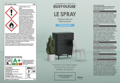 Peinture aérosol multisupport Rust-Oleum Le Spray blanc mat 400ml