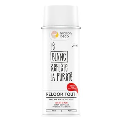 Peinture aérosol Relook tout blanc satin 400ml Maison déco