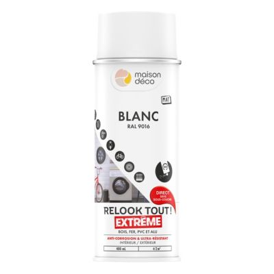 Peinture aérosol Relook tout extrême blanc mat 400ml Maison déco