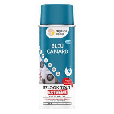 Peinture aérosol Relook tout extrême bleu canard satin 400ml Maison déco