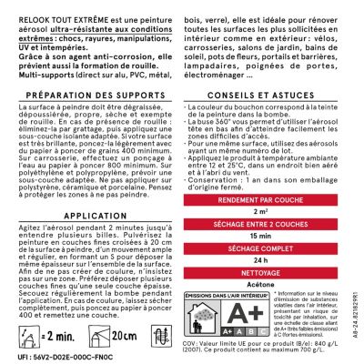 Peinture aérosol Relook tout extrême Maison Deco blanc satin RAL9016 400ml