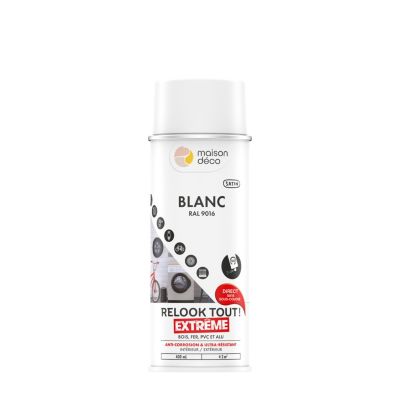 Peinture aérosol Relook tout extrême Maison Deco blanc satin RAL9016 400ml