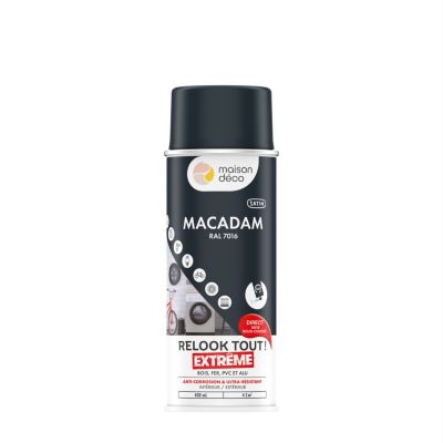 Peinture aérosol Relook tout extrême Maison Deco gris macadam satin RAL7016 400ml