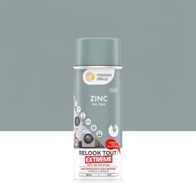 Peinture aérosol Relook tout extrême Maison Deco gris zinc satin RAL7045 400ml