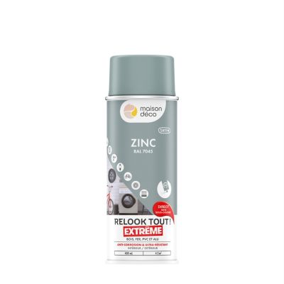 Peinture aérosol Relook tout extrême Maison Deco gris zinc satin RAL7045 400ml