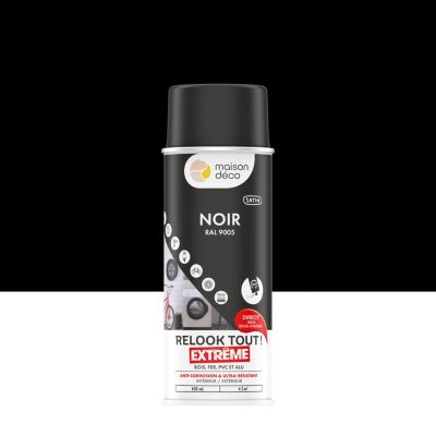 Peinture aérosol Relook tout extrême Maison Deco noir satin RAL9005 400ml