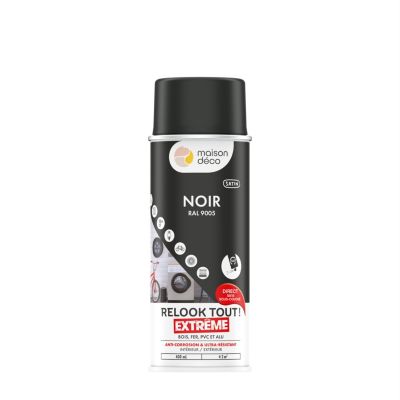 Peinture aérosol Relook tout extrême Maison Deco noir satin RAL9005 400ml