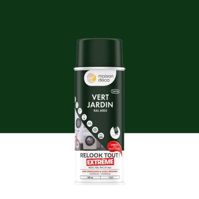 Peinture aérosol Relook tout extrême Maison Deco vert jardin satin RAL6005 400ml