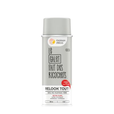 Peinture aérosol Relook tout gris galet satin 400ml Maison déco