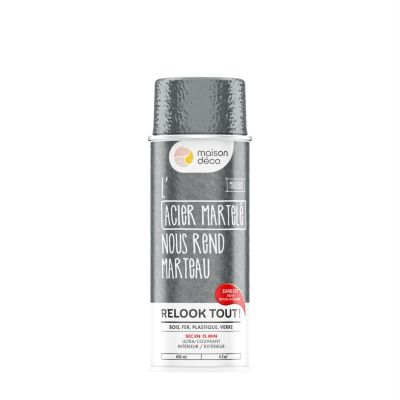 Peinture aérosol Relook tout Maison Déco acier martelé gris 400ml