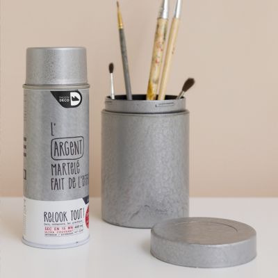 Peinture aérosol Relook tout Maison Déco argenté martelé gris 400ml