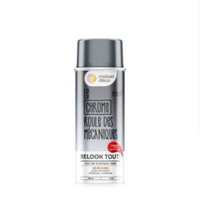 Peinture aérosol Relook tout Maison Déco chrome métallisé gris 400ml