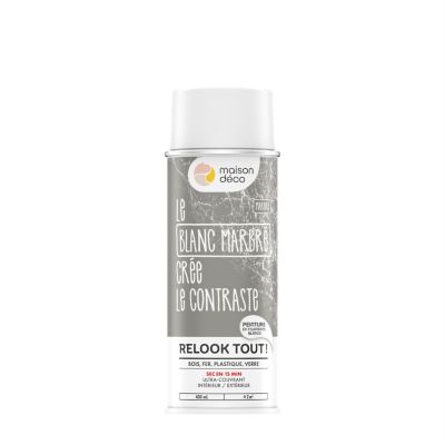 Peinture aérosol Relook tout Maison Déco effet marbre blanc 400ml
