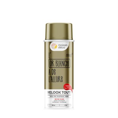 Peinture aérosol Relook tout Maison Déco or blanchi métallisé doré 400ml