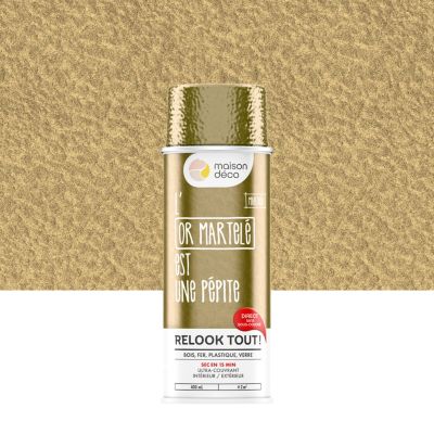 Peinture aérosol Relook tout Maison Déco or martelé doré 400ml