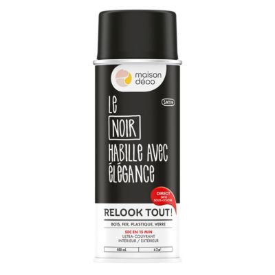 Peinture aérosol Relook tout noir satin 400ml Maison déco